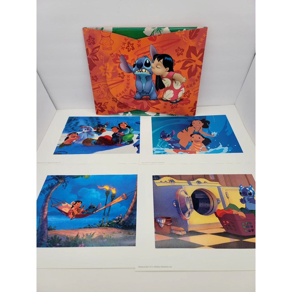2002 Exclusive Disney Store Lithograph Set of 4 Lilo & Stitch